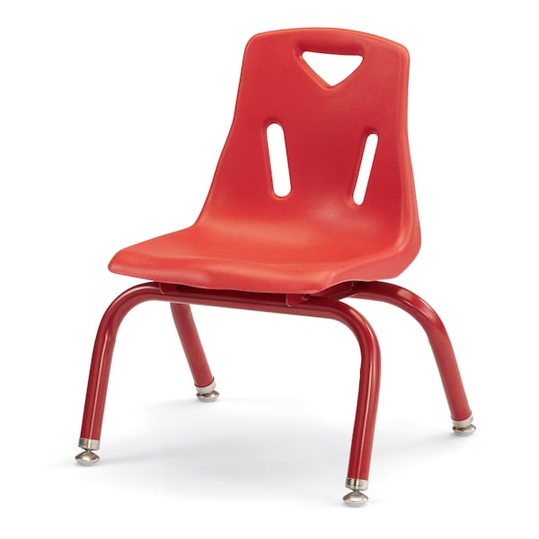 Berries Stacking Chairs with Powder-Coated Legs, 10 in. Ht, Set of 6, Red